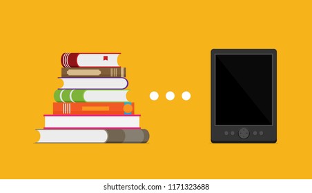 E-book reader and modern education by technology - vector flatstyle