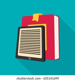E-book reader and modern education by technology - vector flatstyle
