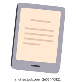 Tablet leitor de E-book com tela grande e texto digital. Representa literatura móvel, ferramentas educacionais modernas, leitura digital e acesso remoto ao conhecimento