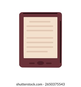Leitor de e-book com tela de texto isolada no fundo branco, adequado para leitura digital, estudo e projetos de literatura