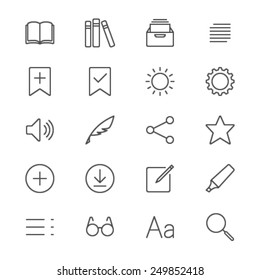 E-book reader thin icons