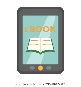 E-book for reading. Modern high tech electronic device cartoon illustration. Technology and leisure concept. Colored flat vector isolated on white background