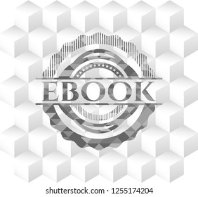 ebook retro style grey emblem with geometric cube white background