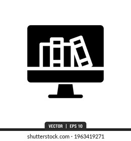 E-Book Silhouette icon vector, illustration logo template in trendy style. Suitable for many purposes.