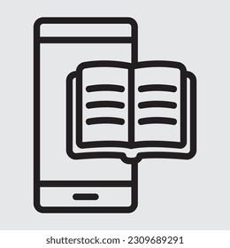 Ebook smartphone line icon, use for website mobile app presentation