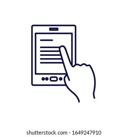 Ebook and smartphone line style icon design, Education literature read library school university information learning and text theme Vector illustration