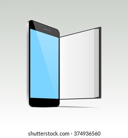 E-book smartphone. vector icon illustrations