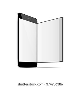 E-book smartphone with white screen blank for your design. vector illustrations