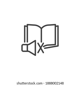 E-book sound mute line icon. linear style sign for mobile concept and web design. Audio book silence outline vector icon. Symbol, logo illustration. Vector graphics