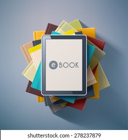 E-book, stack of books, eps 10