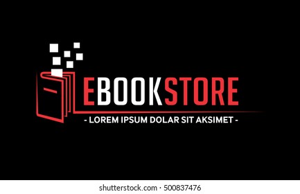 E-Book Store LOGO. Book Shop vector emblem.  E-books vector and illustration.