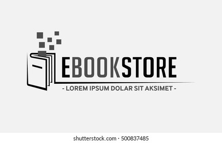 E-Book Store LOGO. Book Shop vector emblem.  E-books vector and illustration.