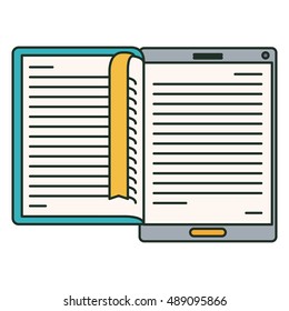 Ebook and tablet icon. elearning reading and technology theme. Isolated design. Vector illustration