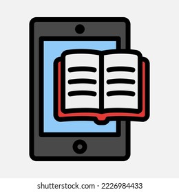 Ebook tablet icon in filled line style, use for website mobile app presentation