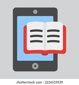 Icono de Ebook tablet en estilo plano, utilizado para la presentación de aplicaciones móviles del sitio web