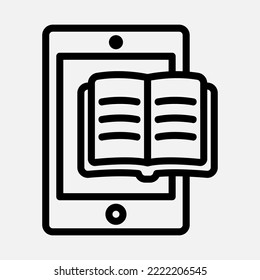 Ebook tablet icon in line style, use for website mobile app presentation