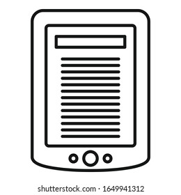 Ebook tablet icon. Outline ebook tablet vector icon for web design isolated on white background