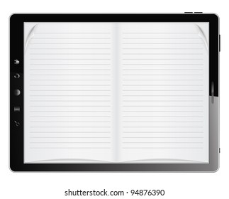 E-Book in Tablet PC, vector eps10 illustration