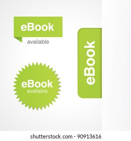 eBook tabs and stickers for online and print advertising.