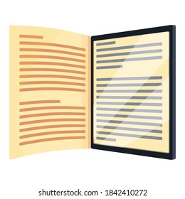 E-book technology application icon. Cartoon of e-book technology application vector icon for web design isolated on white background