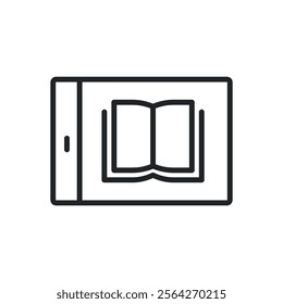 E-book thin line icons. Perfect pixel on transparent background