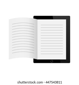 Ebook vector with blank paper