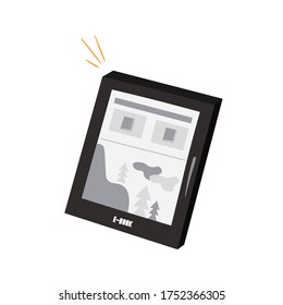 E-book vector concept. Nice vector flat modern trendy electronic black and white reader in cartoon style.