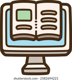 E-book vector doodle illustration and graphic