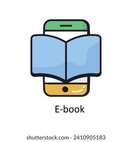 E-Book Vektor-Umriss doodle Design-Illustration. Symbol auf weißem Hintergrund EPS10-Datei