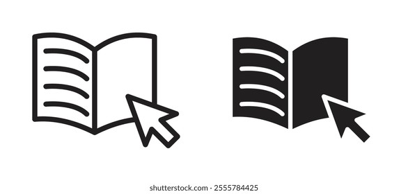 E-book vector icon set in black color.