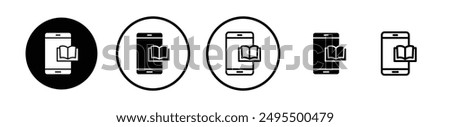 Ebook vector icon set in black and white color.