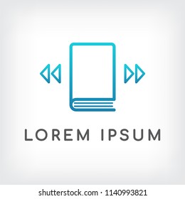 ebook vector logo design template editable stroke, line minimal notebook icon, education abstract sign, vector illustration
