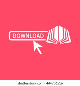 E-Book white icon on magenta color background. Eps-10.