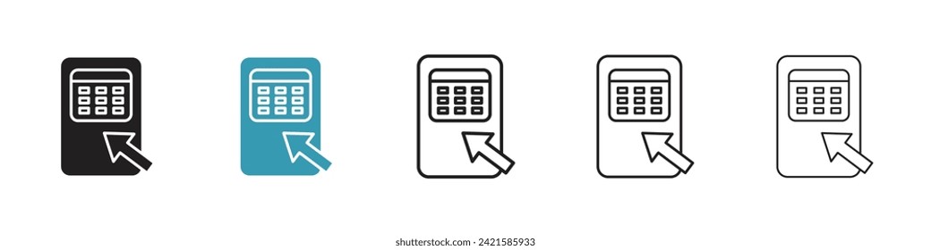 E-Booking Schedule Vector Icon Set. Digital Reservation Calendar Vector Symbol for UI Design.