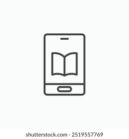 Ebookline na cor preta de linha fina. ilustração simples de símbolos vetoriais planos.