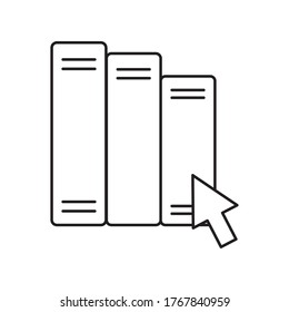 Ebooks con diseño de iconos de estilo de silueta de flecha de cursor, Educación en línea y tema de aprendizaje en línea Ilustración vectorial
