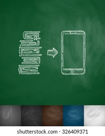 e-books icon. Hand drawn vector illustration. Chalkboard Design
