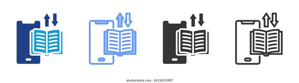 Ebooks icon set multiple style collection
