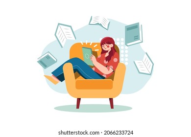 E-books Illustration concept. Flat illustration isolated on white background.