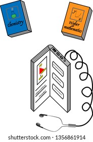 E-books for learning. With headphones for video.