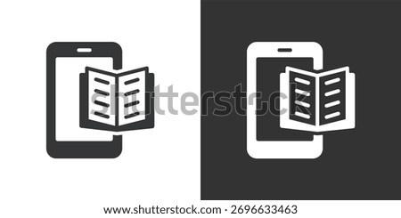 E-books on Smartphones icon. Solid glyph series icon