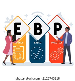 EBP Acrónimo de práctica basada en evidencia. fondo de concepto de negocio.  concepto de ilustración vectorial con palabras clave e iconos. ilustración con iconos para banner web, volante, página de inicio