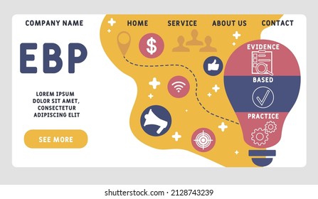 EBP Evidence-based practice acronym. business concept background.  vector illustration concept with keywords and icons. lettering illustration with icons for web banner, flyer, landing pag