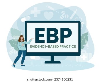 EBP Evidence-based practice acronym. business concept background. vector illustration concept with keywords and icons. lettering illustration with icons for web banner, flyer