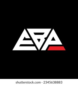 EBP triangle letter logo design with triangle shape. EBP triangle logo design monogram. EBP triangle vector logo template with red color. EBP triangular logo Simple, Elegant, and Luxurious design.