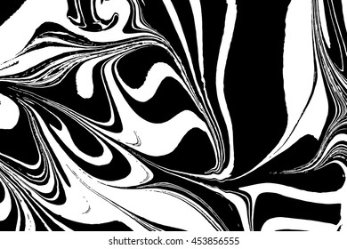 Ebru art. Traditional Turkish Ebru technique. Painting on water transfered on highly textured paper or cloth. Color paint ebru with waves and tile pattern.