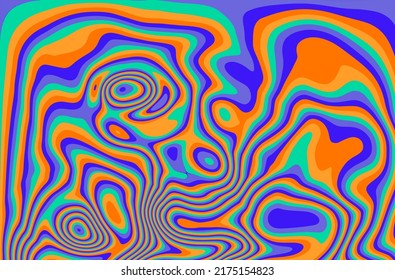 Ebru marbling 1960s-style background. Psychedelic trippy vector illustration.