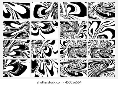 Ebru set, Turkish marbling art background. Suminagashi collection. Hand drawn marbling illustration technique. Watercolor stains, abstract background. Marble wavy pattern. Abstract background.