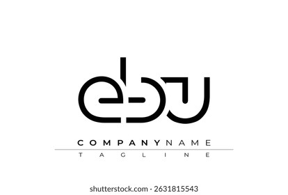 EBU design de letra abstrata. Design de logotipo comercial moderno com tipografia abstrata e estilo contemporâneo