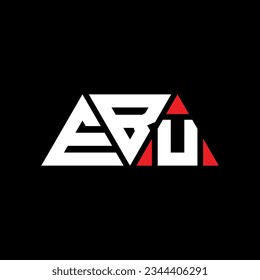 EBU triangle letter logo design with triangle shape. EBU triangle logo design monogram. EBU triangle vector logo template with red color. EBU triangular logo Simple, Elegant, and Luxurious design.